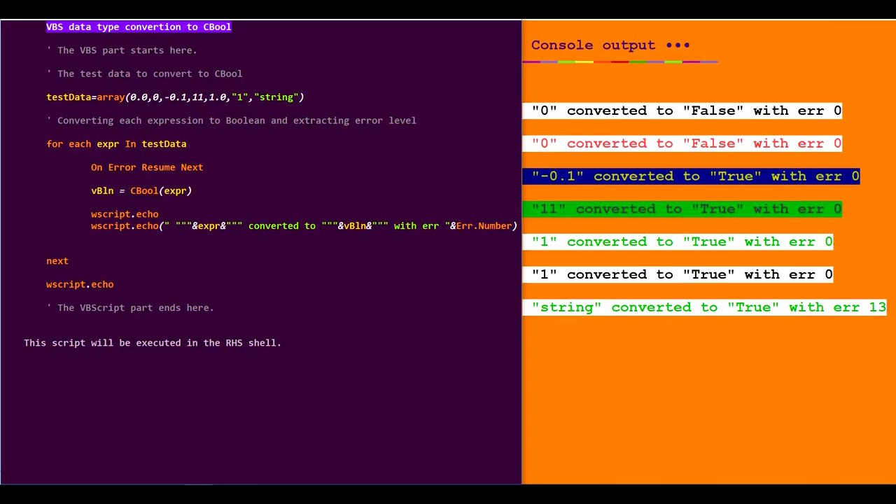 VBS expression conversion to Boolean - YouTube