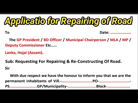 application letter for road construction