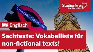 Sachtexte: Vokabelliste für non-fictional texts | Englisch verstehen mit dem Studienkreis