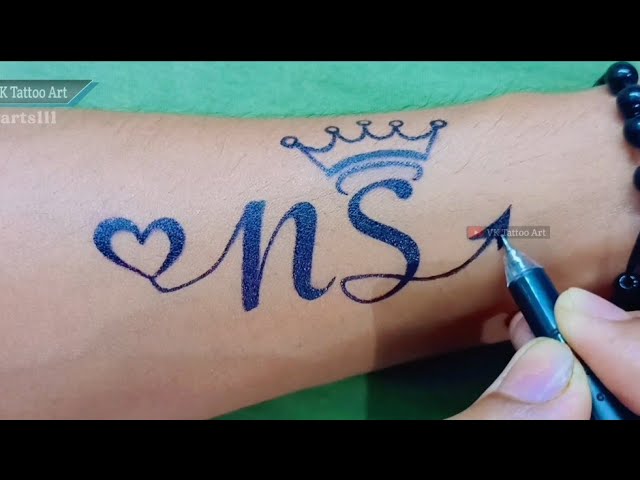 How to Temporary NS couple letter tattoo with Pen at HOME   NS name  tattoo  NS tattoo  YouTube