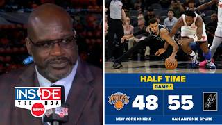 Inside the NBA | Shaq reacts to Spurs lead Knicks 55-48 at Half in Gm 1; Brunson 11 Pts, Wemby 9 Pts