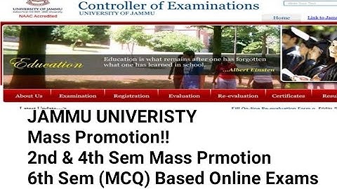 JAMMU UNIVERSITY: Mass Promotion For 2nd & 4th Sem Cbcs/Non-Cbcs | Online (MCQ)Exam For 6th SemCoeju