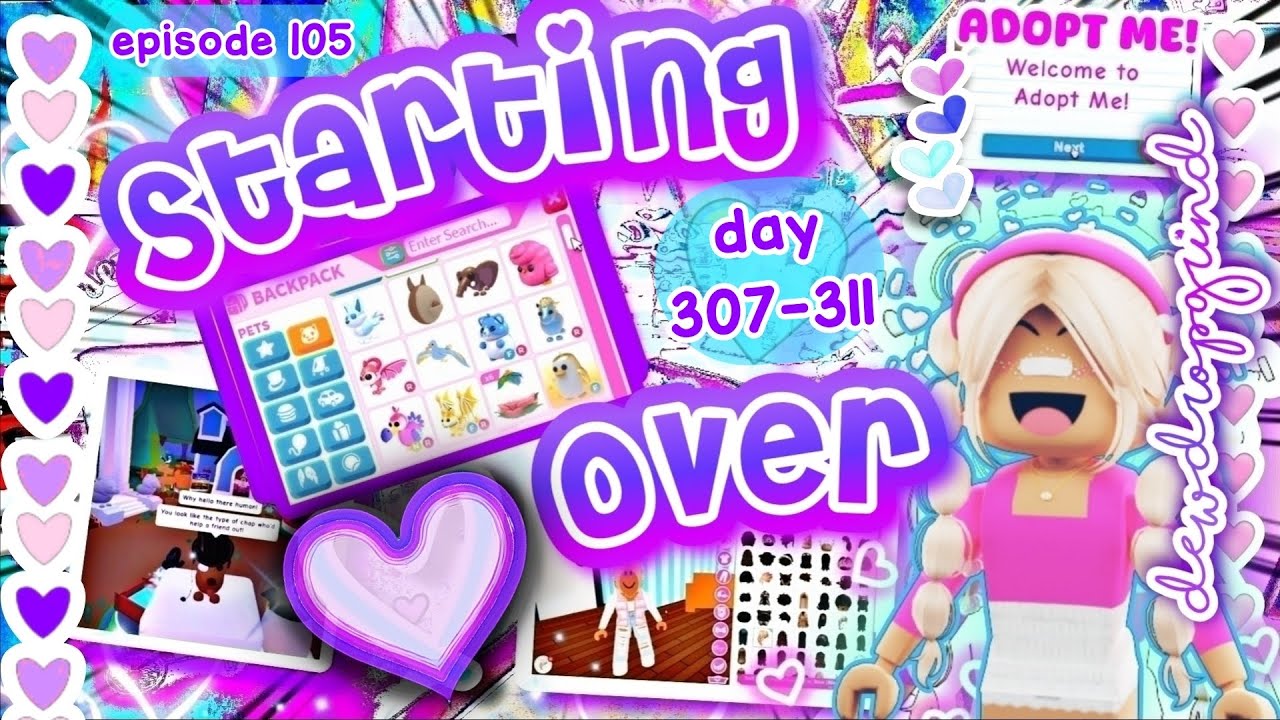 💕 Начинаем всё заново 💕 в Adopt Me! Челлендж «Из бедных в богатых»! ДНИ 307-311! 