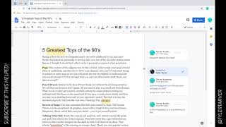 Providing Feedback with Comments and Suggestions : Google Docs