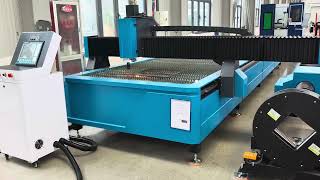 Large-format CNC Plasma Cutter (1500 × 8000 mm) with Pneumatic Chuck Rotary Axis