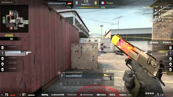 CS GO  Mouz NiKo Deagle ACE vs Titan on Cache!