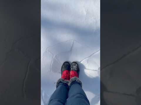 Walking on snow in my backyard ❄️😍 #snowboots #snowasmr #snowtrample #ytshorts