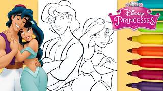 Coloring Jasmine & Aladdin ✨🕌 | Disney Princess Art for Kids