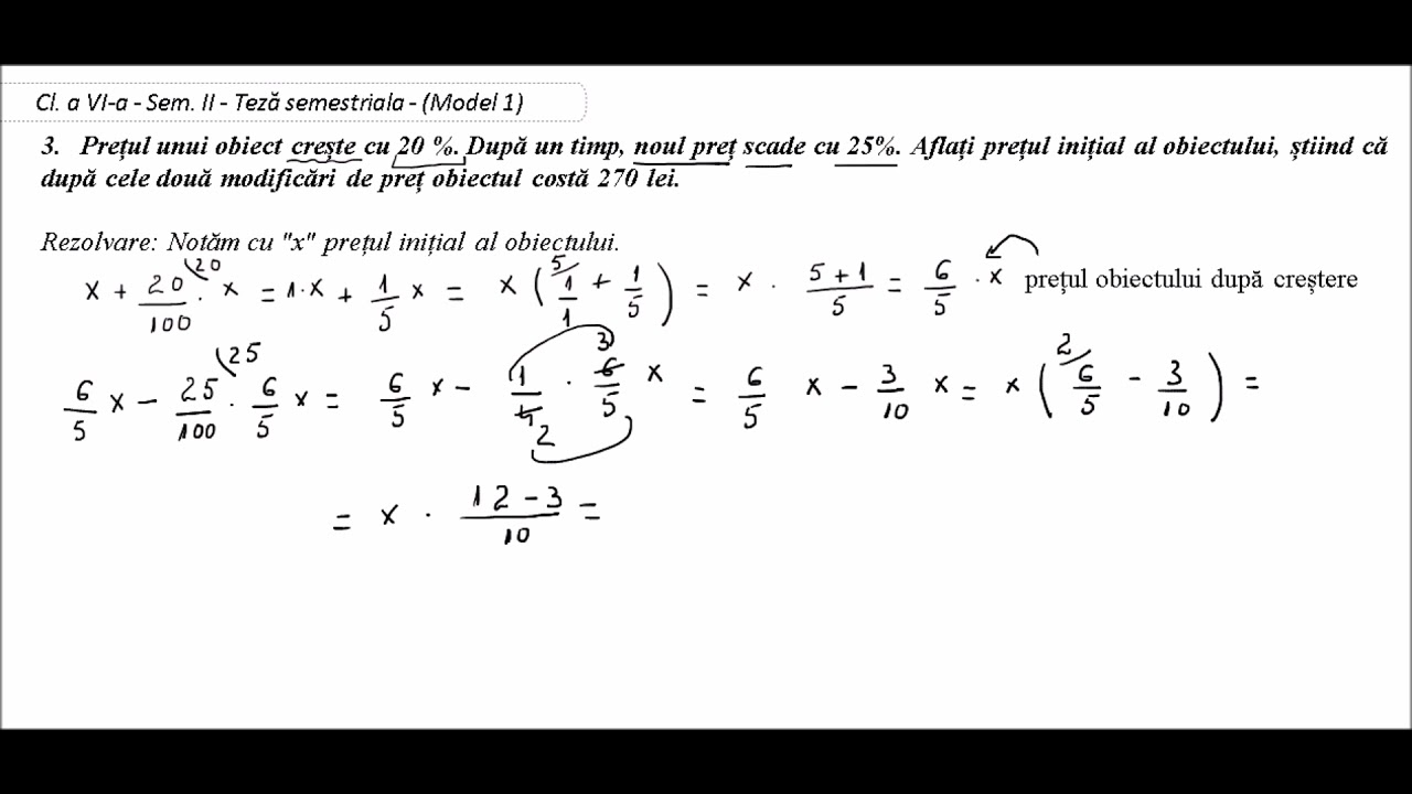 Clasa A Vi A Teza Matematica Sem I Model 2 Partea A Viii A