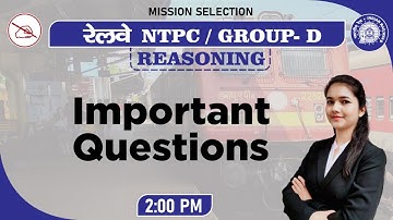 RAILWAY NTPC/ GROUP D SERIES | Reasoning | Important Questions | By Jaishri Mahendras