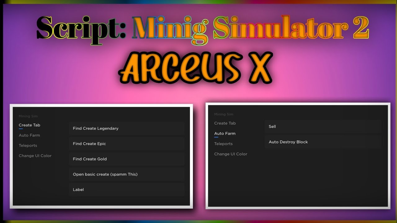 Script Mining Simulator 2 for mobile ARCEUS X Roblox YouTube