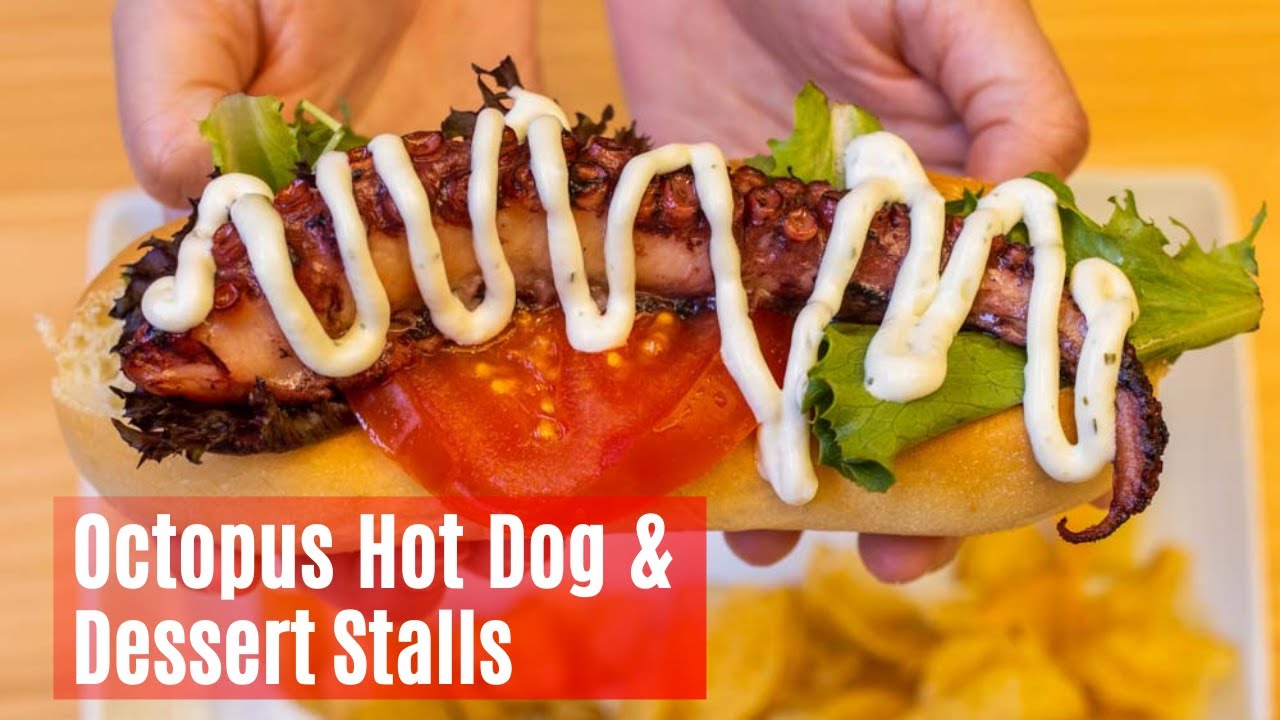 Trying an Octopus Hot Dog & Dessert Stalls Lisbon's Time Out Market YouTube