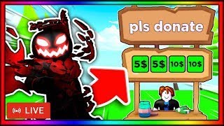 Giving away robux on Pls Donate! (Roblox live 🔴)