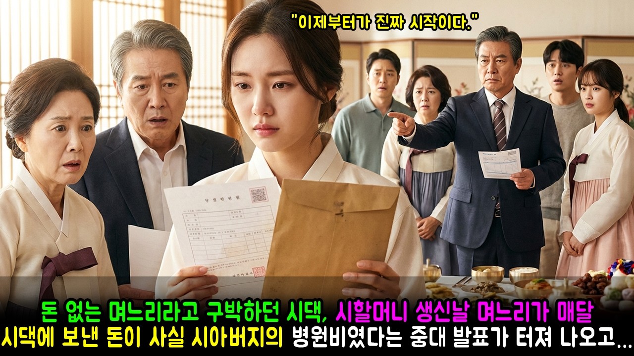 돈 없는 며느리라고 구박하던 시댁, 시할머니 생신날 며느리가 매달 시댁에 보낸 돈이 사실 시아버지의 병원비였다는 중대 발표가 터져 나오고…