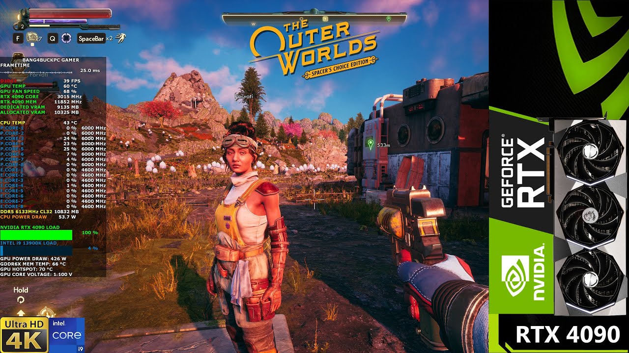 The Outer Worlds: Spacer's Choice Edition RTX 4060 Gigabyte OC + i5 9400F  FPS FullHD 