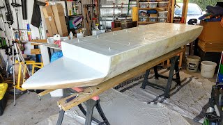 Building a fiberglass minipontoon boat  Shape the Foam Pontoon   pt 1