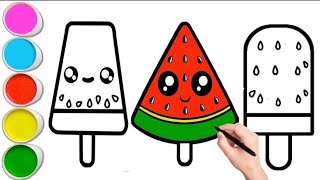 Ice Cream Drawing | How to draw a cute Ice cream with colour easy step by step drawing for beginners