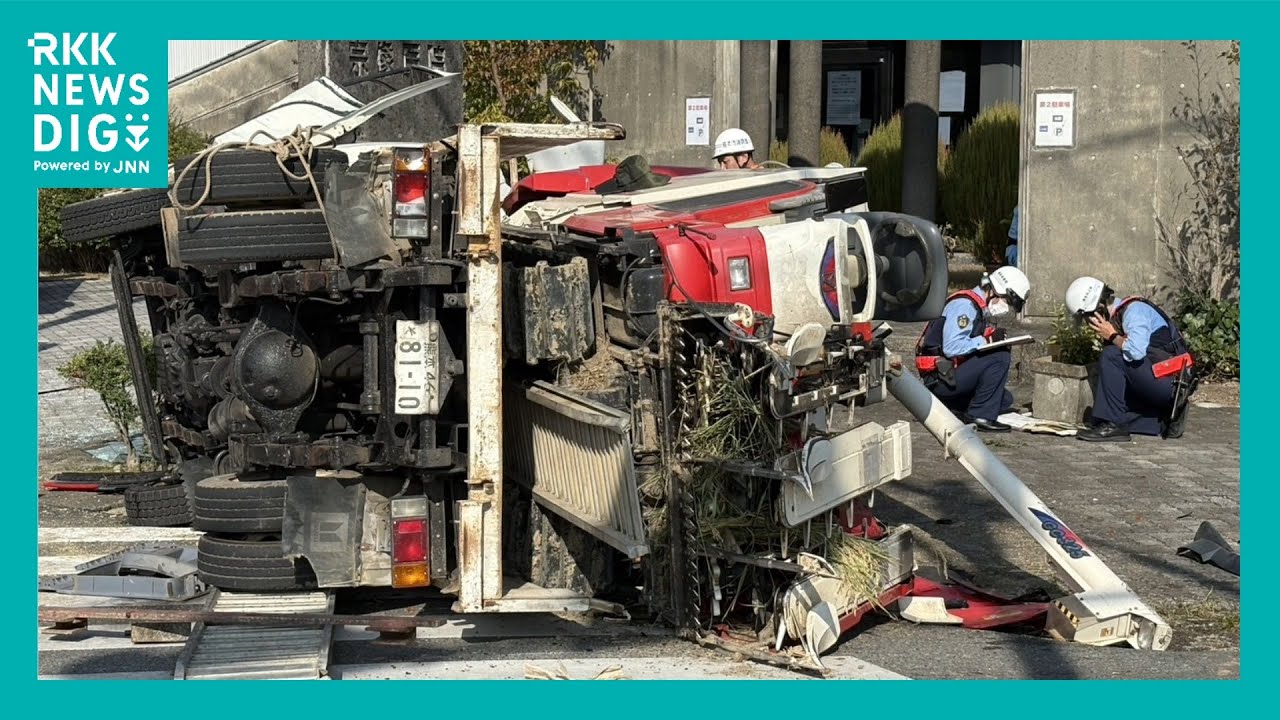 Truck overturned in accident involving three vehicles on