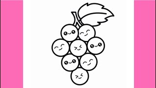 how to draw a cute grapes ? | رسم عنب كيوت