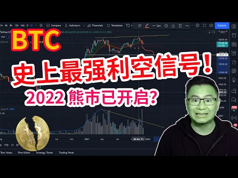 BTC比特币现史上最强利空信号， 超大周线背离已经形成，2022熊市之年吗？未来几周将可确定