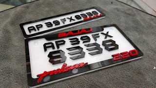 Bajaj Pulser 220 Modal 3D Laser Number Plate Red Colour Edition