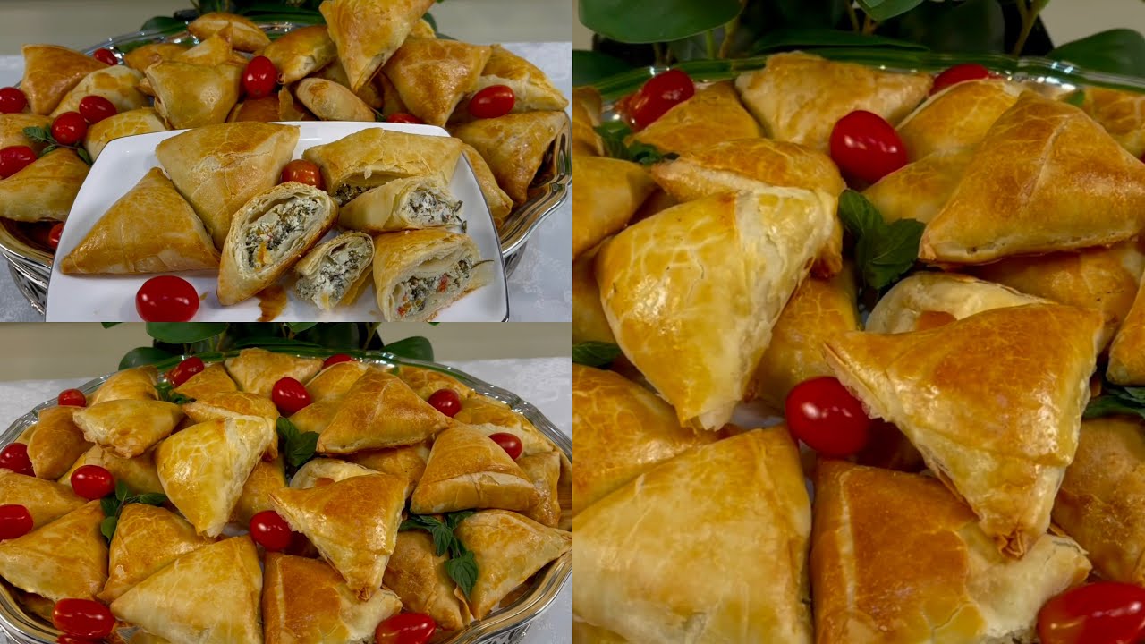 بريك مثلثات بالفرن هش يذوب ذوب مع شرح تكنيك رق العجينة بالعصايه