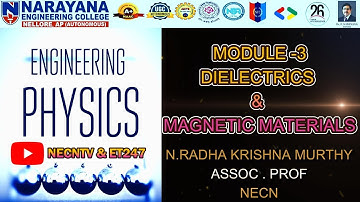 PHYSICS -B.Tech-R23-JNTUA Syllabus-Unit 3-Dielectrics & Magnetic Materials by Prof. N R K Murthy.