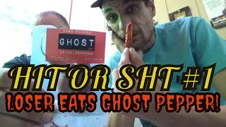 Loser Eats GHOST PEPPER! HIT OR SHT 1  Bulls-Eye Ball Game