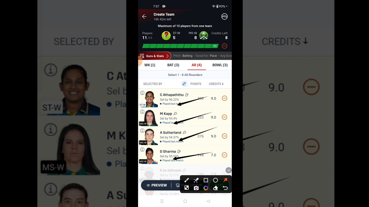 ST-W vs MS-W 33th T20 Match | Dream11 