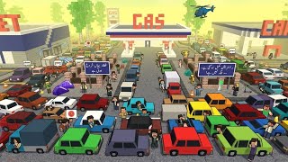Crowd of people waiting at a busy station, vehicles packed with rush.school party craft game 
