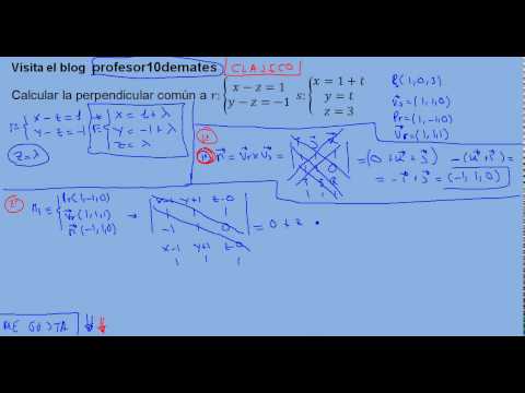 Perpendicular común a dos rectas que se cruzan 01 ejercicios resueltos
