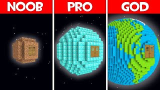 Minecraft Battle: PLANET HOUSE BUILD CHALLENGE - NOOB vs PRO vs HACKER vs GOD in Minecraft!