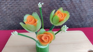 Cách Cắt Tỉa Hoa Hồng từ Cà Rốt và Cải Ngọt Trang Trí Đẹp l FLORES DIY
