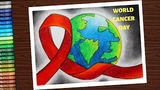 World Cancer day drawing / Poster drawing on world cancer day for beginners - step by step