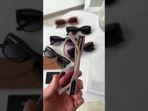 Розкішні брендові окуляри сонцезахисні жіночі в оправі кішечки, Коричневі, видео 1