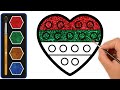 How to Draw Pop It Glitter Heart | Learn to Draw | Coloring Book Pages | Step by Step