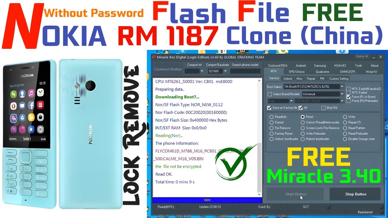 NOKIA RM 1187 CHINA CLONE  FLASH FIle - China Keypad Mobile Password Unlock free Miracle 3.40 tool