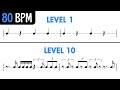 Rhythm exercises for musicians at 80 bpm 