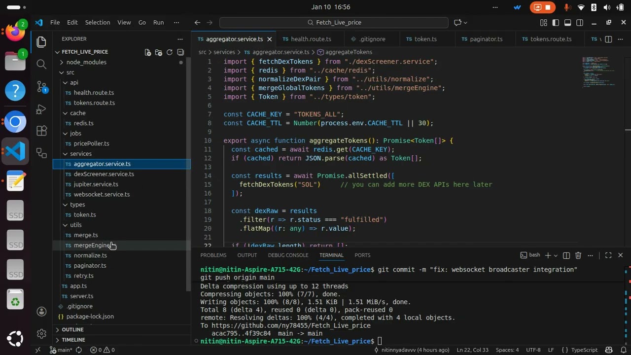Real-Time Crypto Token Aggregation Backend | Multi-DEX REST API + WebSocket Streaming Demo
