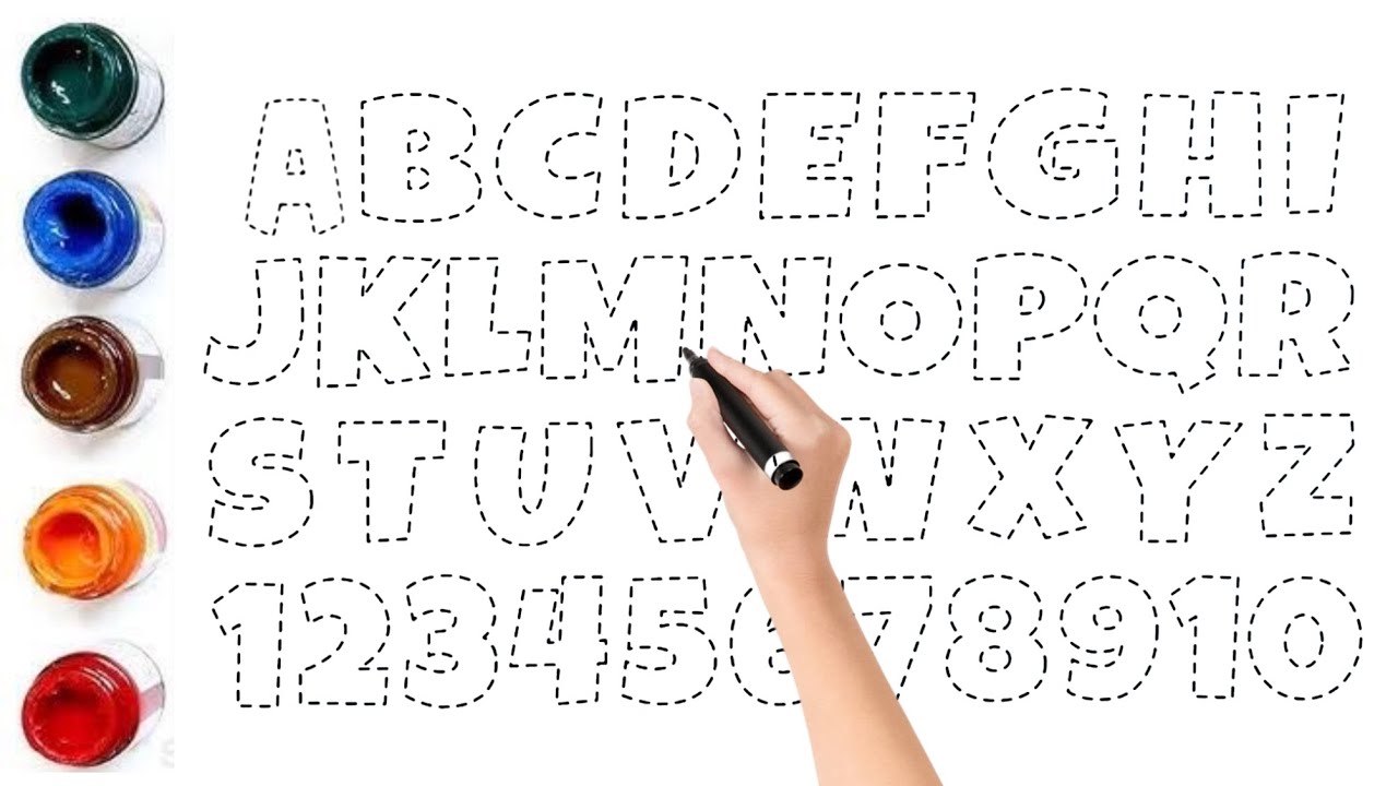 Let's Learn To Draw and Paint Alphabet ABCDEFGHIJKLMNOPQRSTUVWXYZ & 1234567890 For Kids/