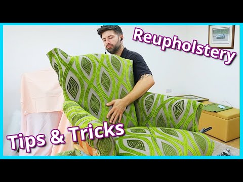 UPHOLSTERY TIPS AND TRICKS | HOW TO REUPHOLSTER A CHAIR | ARMCHAIR UPHOLSTERY |