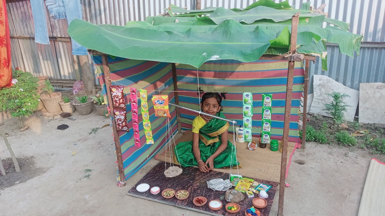 ঐশীর কলাপাতার দোকান ঘর || Aishi's Banana Leaf Shop || Aishir Khelna Pati 