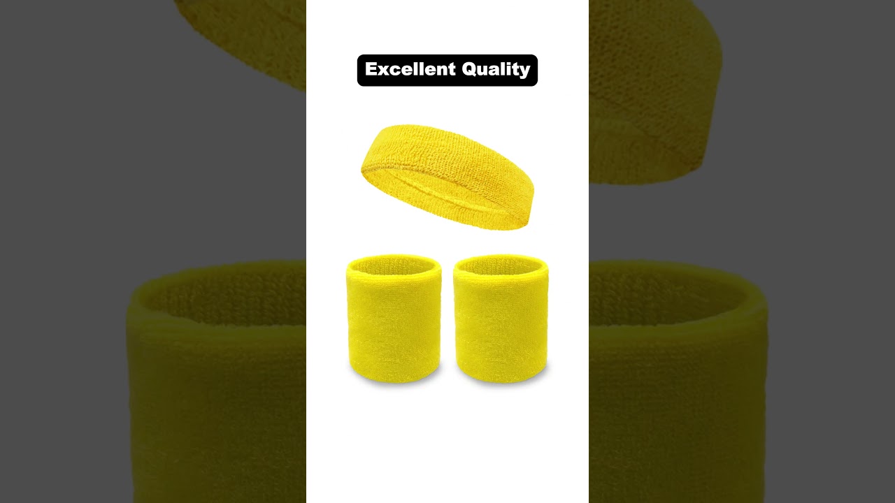 Couver Unisex Terry Cloth Sweatbands Set (Headband & Wristband) | Moisture-Wicking & Sweat Absorbing