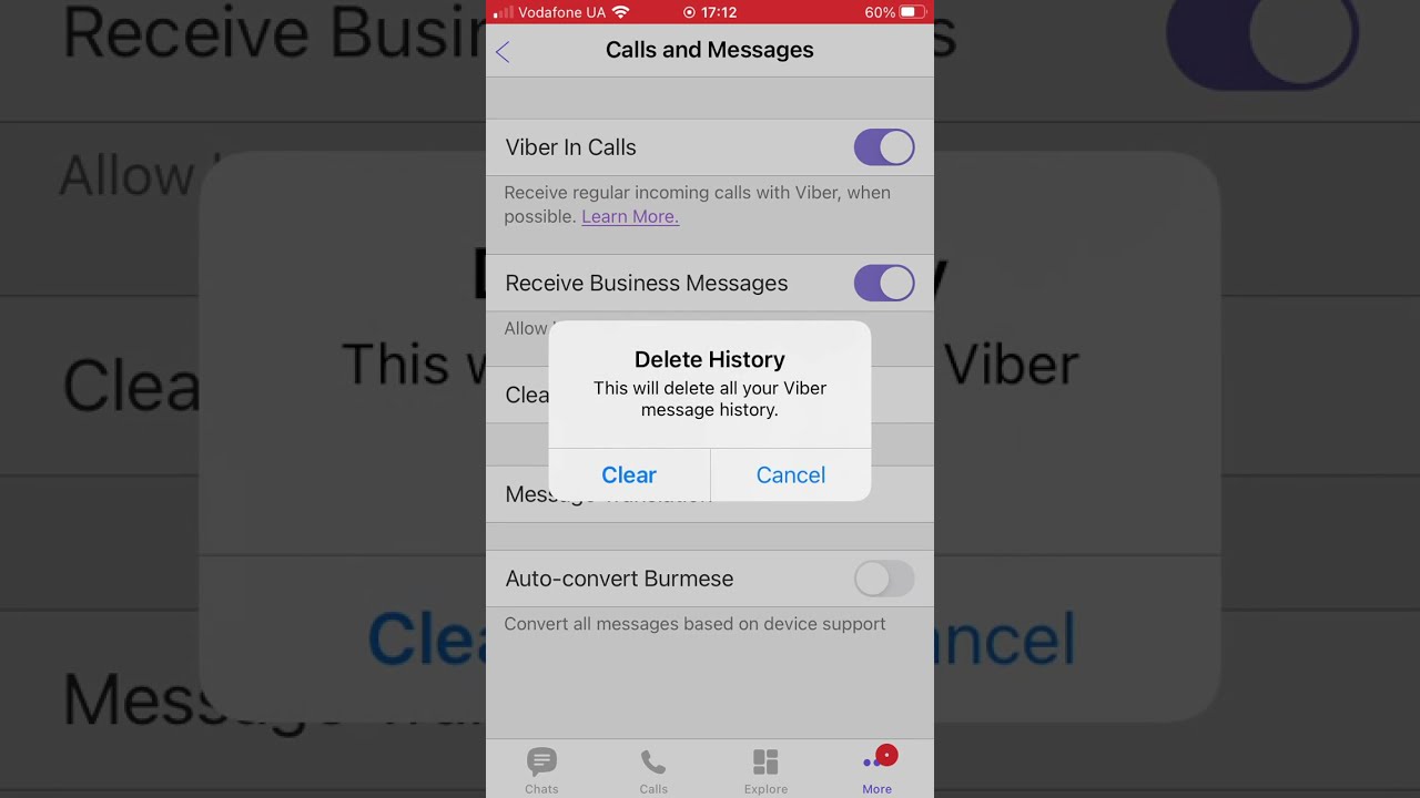 How to clear messages in Viber on iPhone