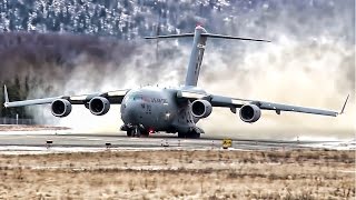 1st C-17 Globemaster Landing \& Takeoff At Old Army Airfield