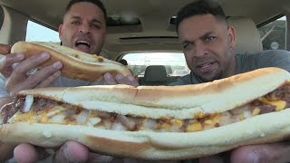 Eating Sonic Footlong Quarter Pound Coney @hodgetwins