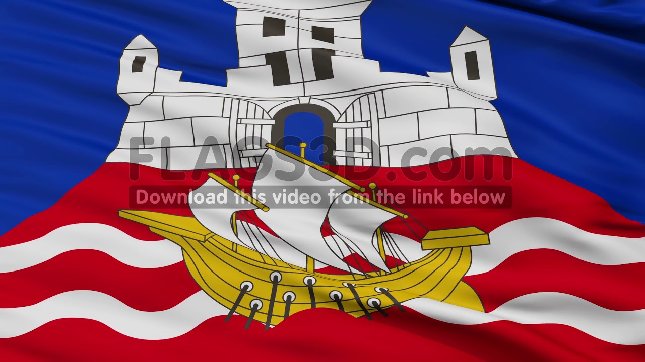 Closeup Belgrade city flag, Serbia