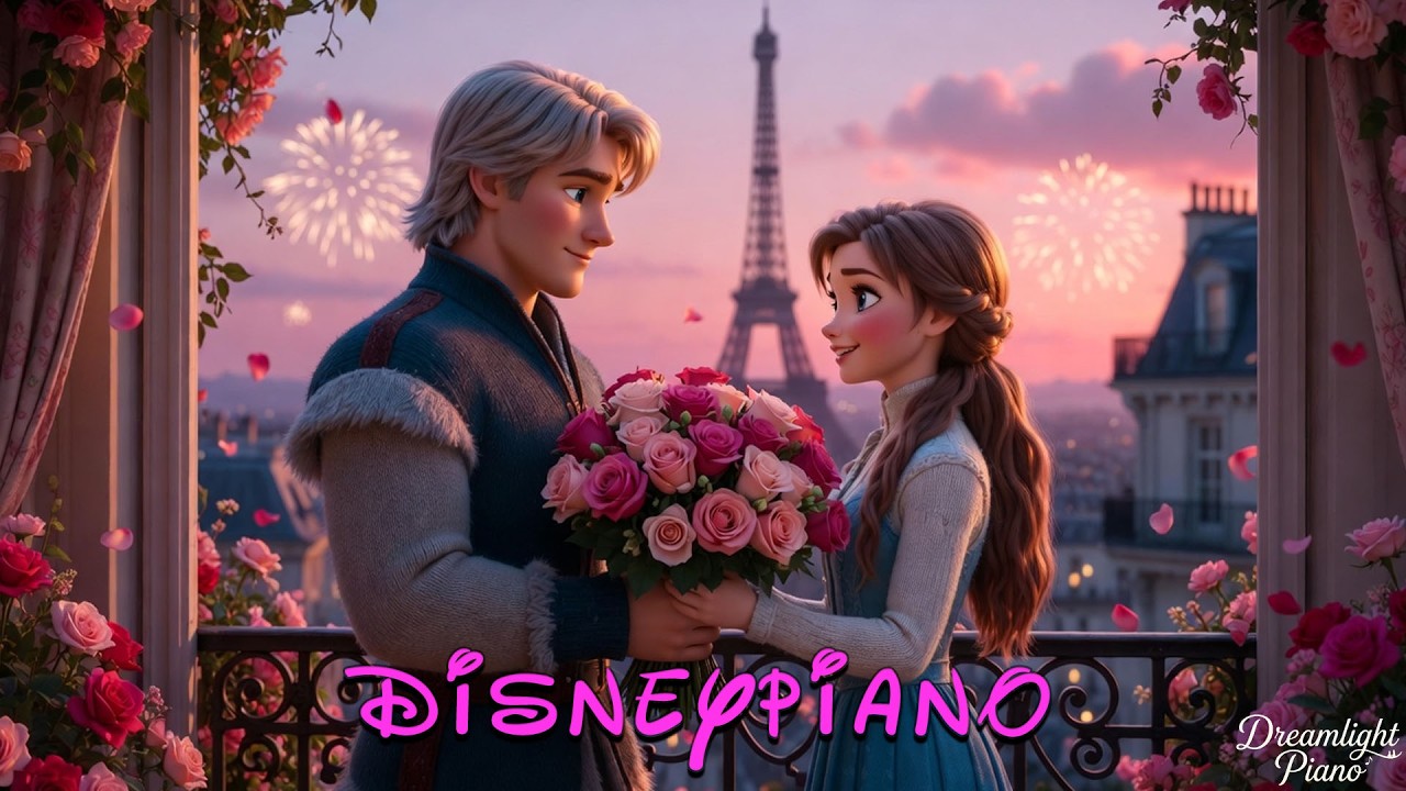 Disney Piano - Cozy Date Night in Paris ✨ Kristoff & Anna Relaxing Piano & Sunset Vibe