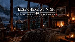 Crackling Fireplace in a Cozy Swiss Chalet 🔥 Rain Sounds for Sleep | スイス山小屋の暖炉 3 Hours screenshot 4