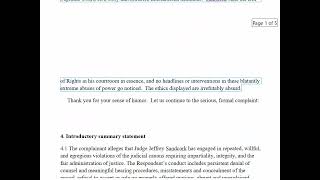 My NEW formal complaint on INVOLUNTARILY RECUSED judge Jeffrey Sandcork, neighbor to Elvis Thornhill